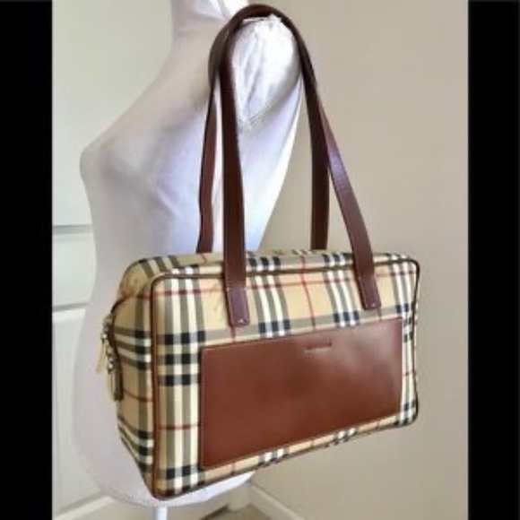 Authentic Burberry Haymarket check bag Brown - Picture 1 of 13